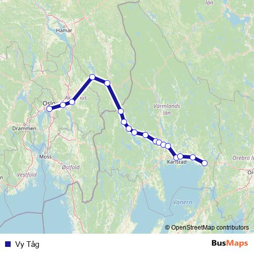 Vy Tåg rail Line Map