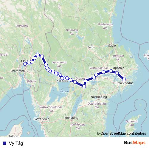 Vy Tåg rail Line Map