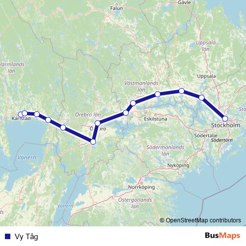 Vy Tåg rail Line Map