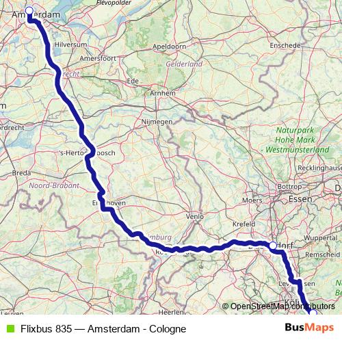 Flixbus 835 bus Line Map