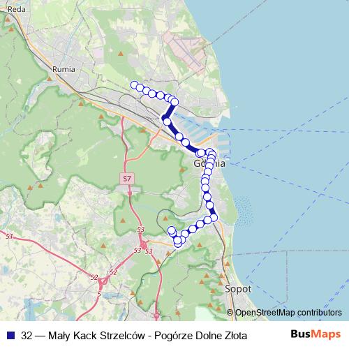 32 trolleybus Line Map