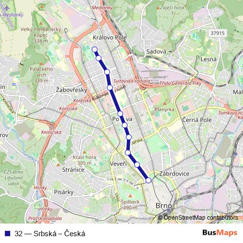 32 trolleybus Line Map