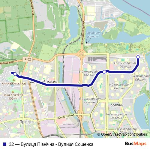 32 trolleybus Line Map