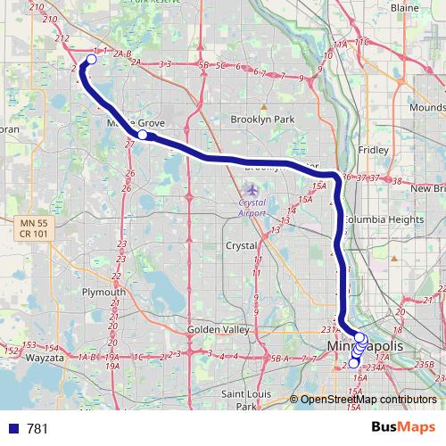 781 bus Line Map