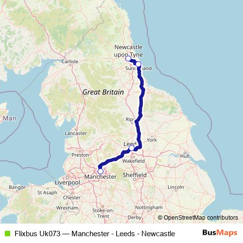 Flixbus Uk073 bus Line Map