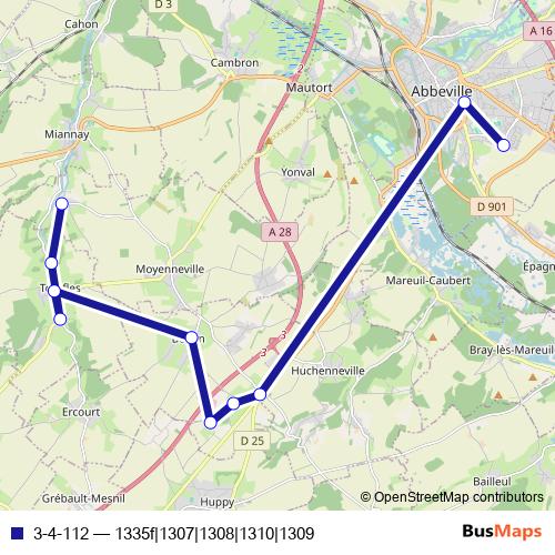 3-4-112 bus Line Map