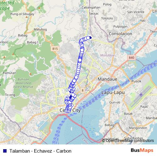Talamban - Echavez - Carbon bus Line Map