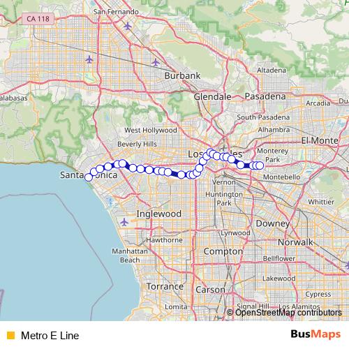 Metro E Line tram Line Map