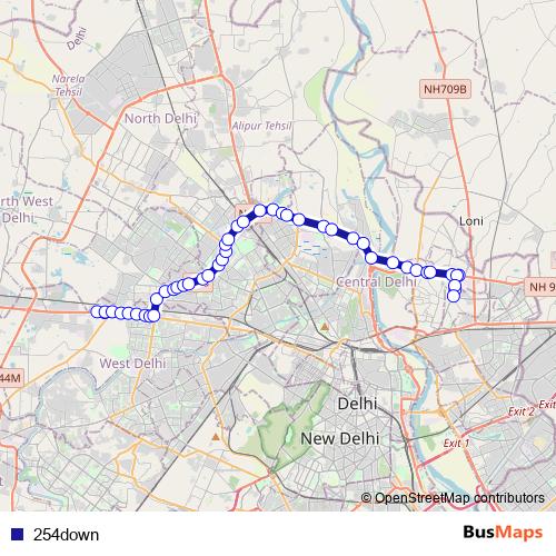254down bus Line Map