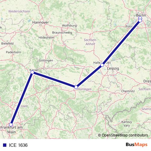 ICE 1636 rail Line Map