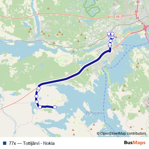 77x bus Line Map