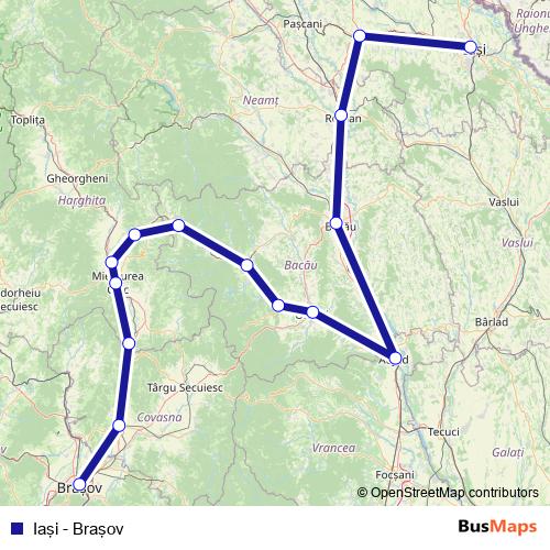 Iaşi - Braşov rail Line Map
