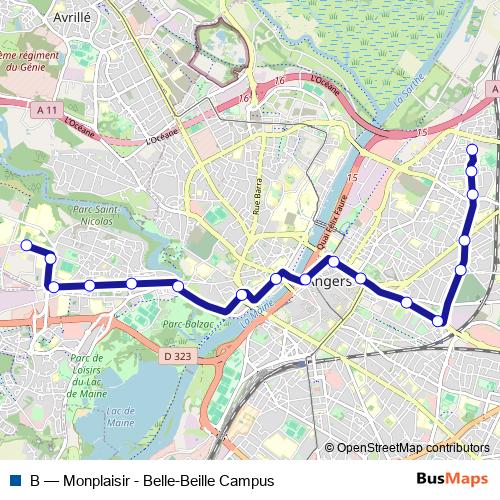 B tram Line Map