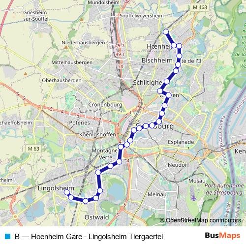 B tram Line Map