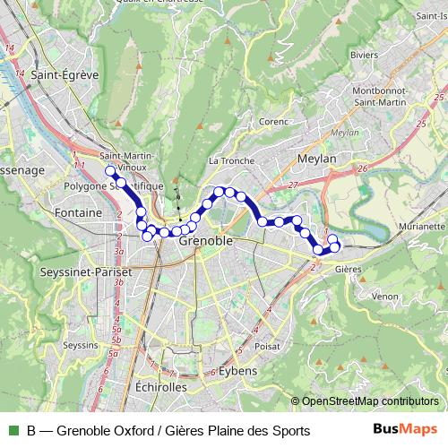 B tram Line Map