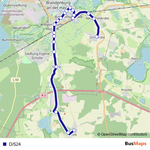 D/524 bus Line Map
