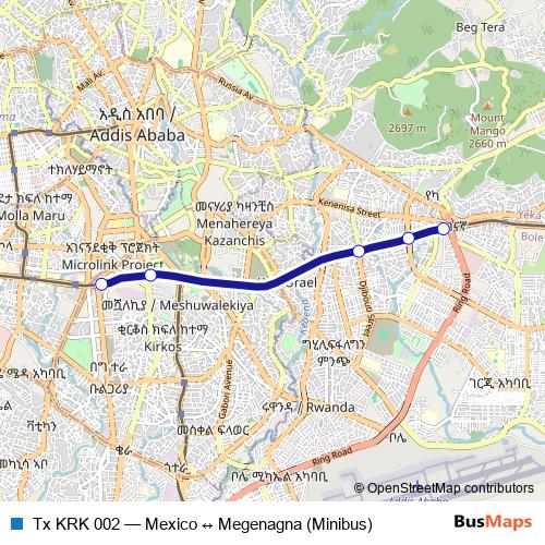 Tx KRK 002 bus Line Map