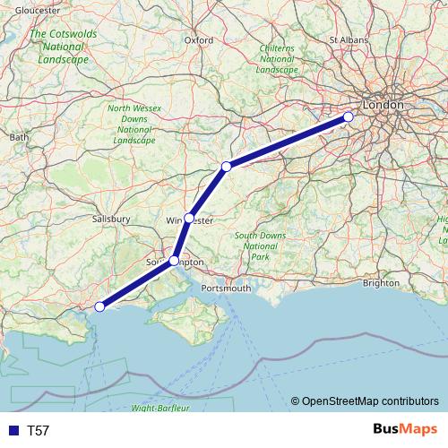 T57 bus Line Map