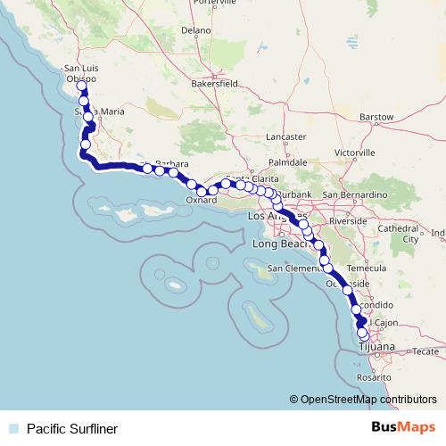 Pacific Surfliner rail Line Map