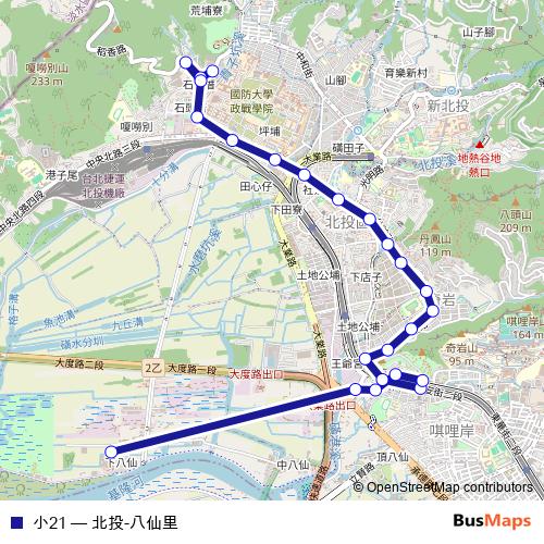 小21 bus Line Map