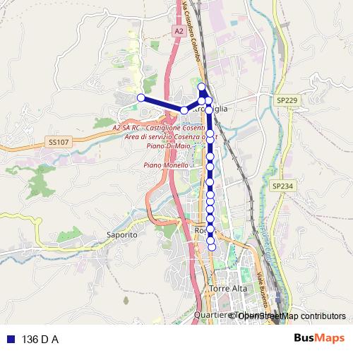 136 D A bus Line Map