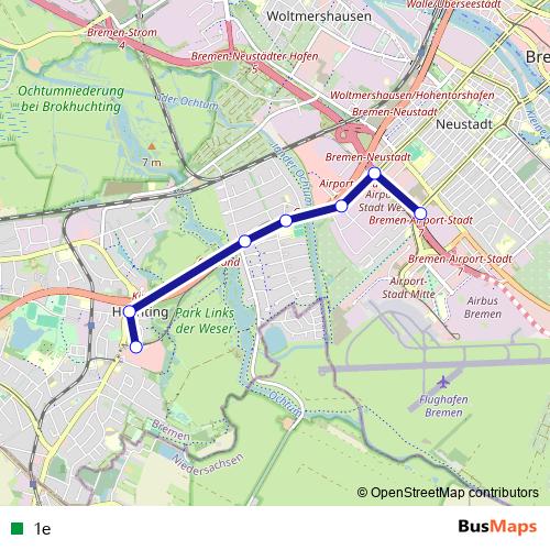 1e bus Line Map