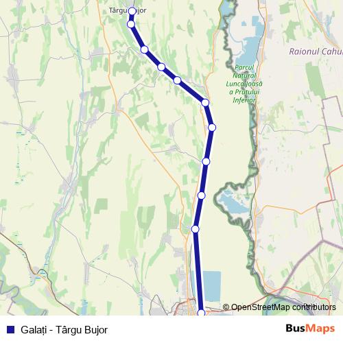 Galaţi - Târgu Bujor rail Line Map