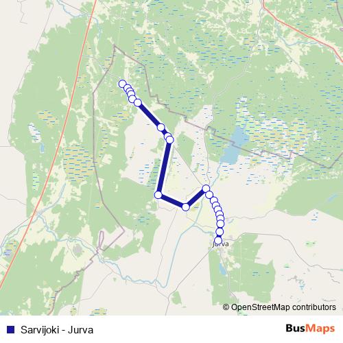 Sarvijoki - Jurva bus Line Map