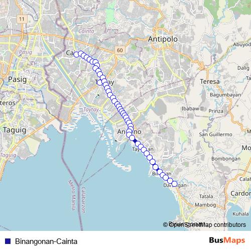 Binangonan-Cainta bus Line Map