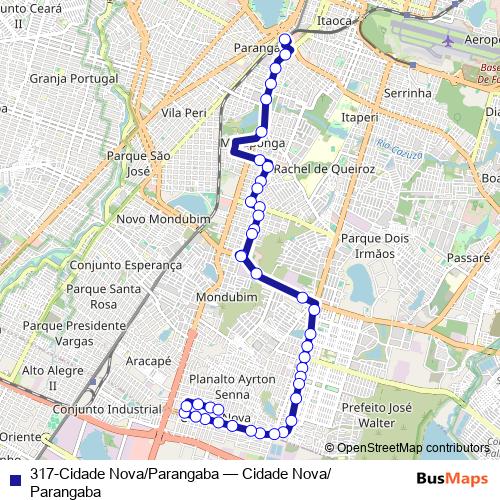 317-Cidade Nova/Parangaba bus Line Map
