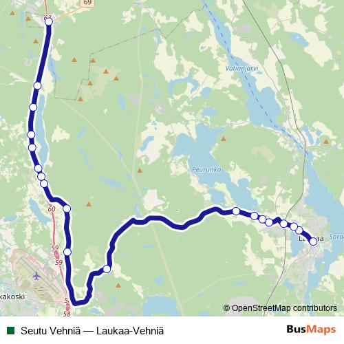 Seutu Vehniä bus Line Map