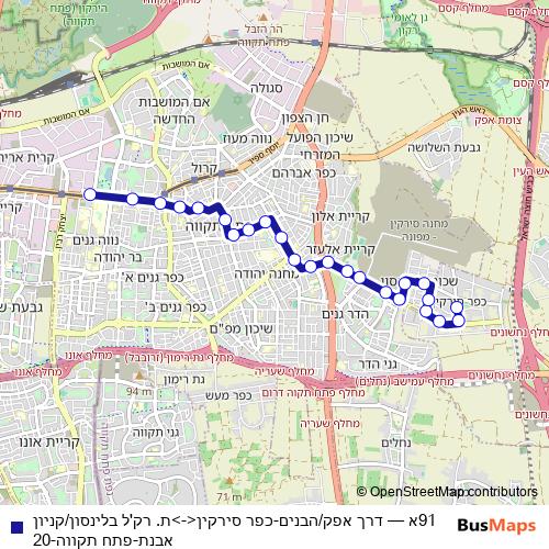 91א bus Line Map