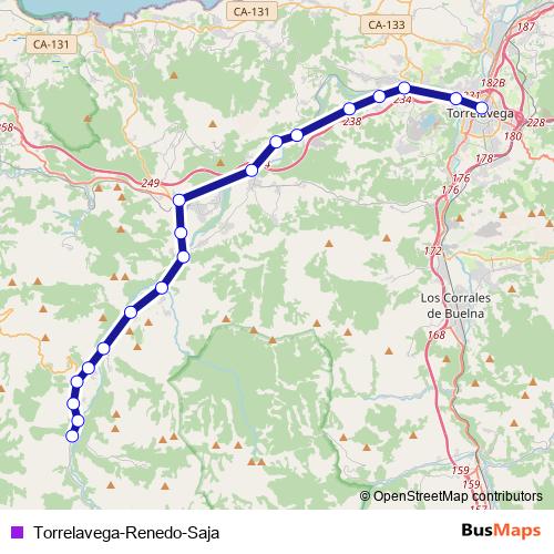 Torrelavega-Renedo-Saja bus Line Map