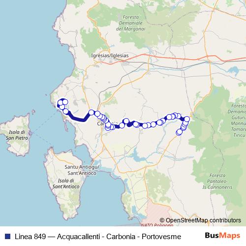 Linea 849 bus Line Map