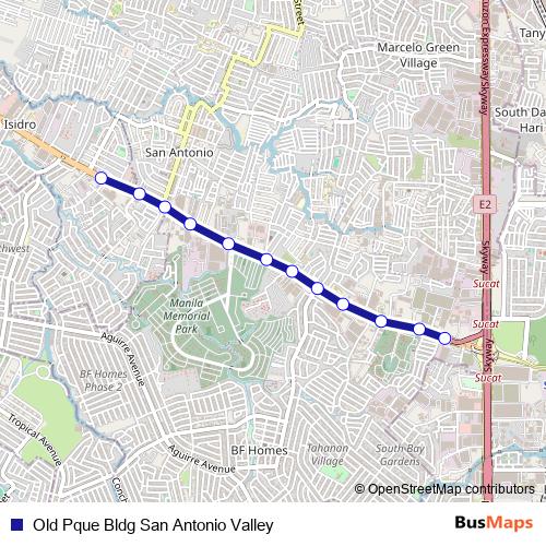 Old Pque Bldg San Antonio Valley bus Line Map