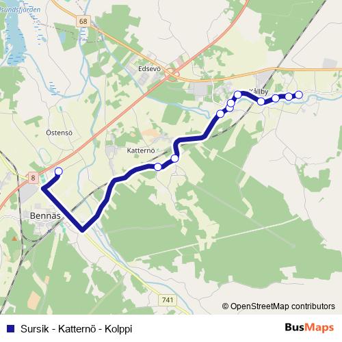 Sursik - Katternö - Kolppi bus Line Map