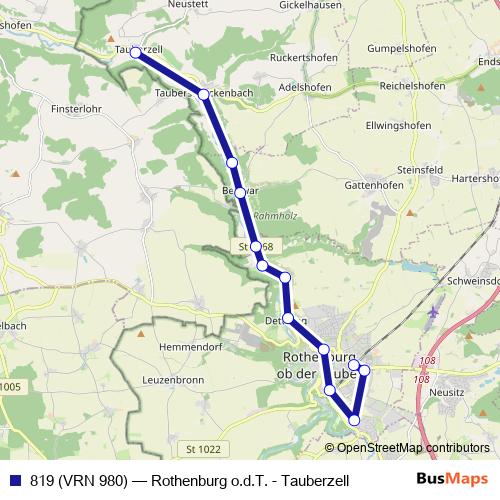 819 (VRN 980) bus Line Map