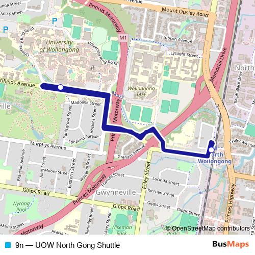 9n bus Line Map