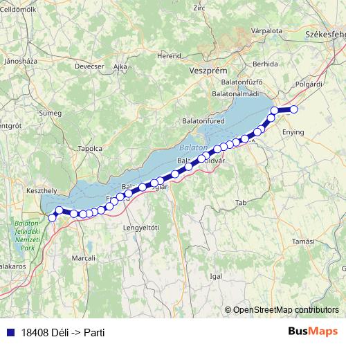 18408 Déli -> Parti rail Line Map
