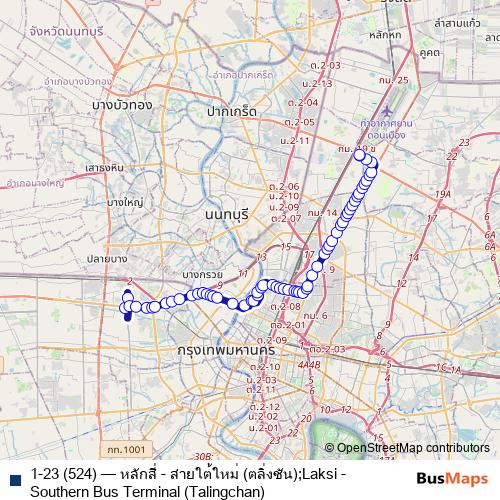 1-23 (524) bus Line Map