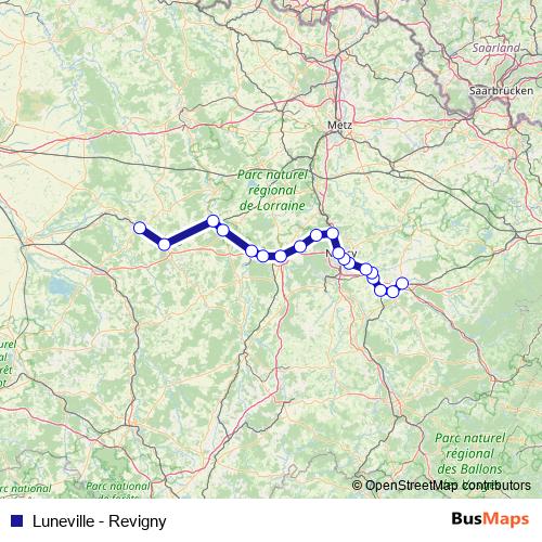 Luneville - Revigny rail Line Map