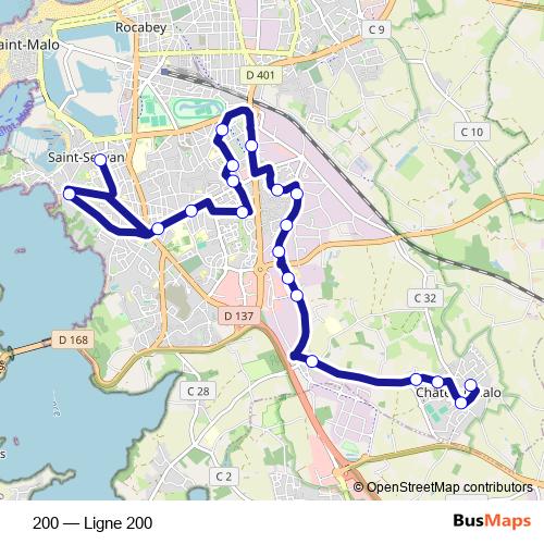 200 bus Line Map