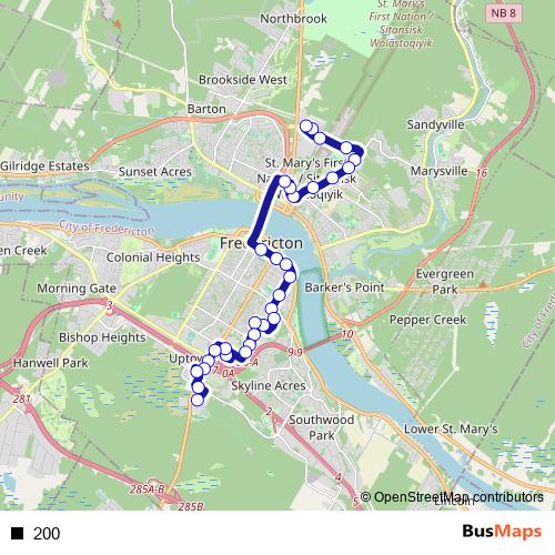 200 bus Line Map