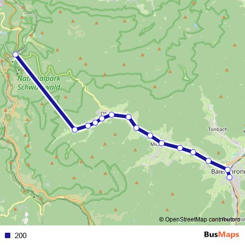 200 bus Line Map