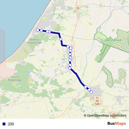 200 bus Line Map