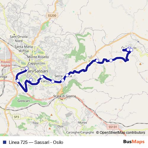 Linea 725 bus Line Map