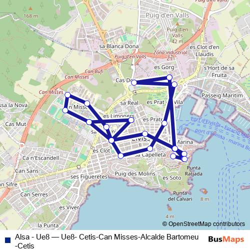 Alsa - Ue8 bus Line Map