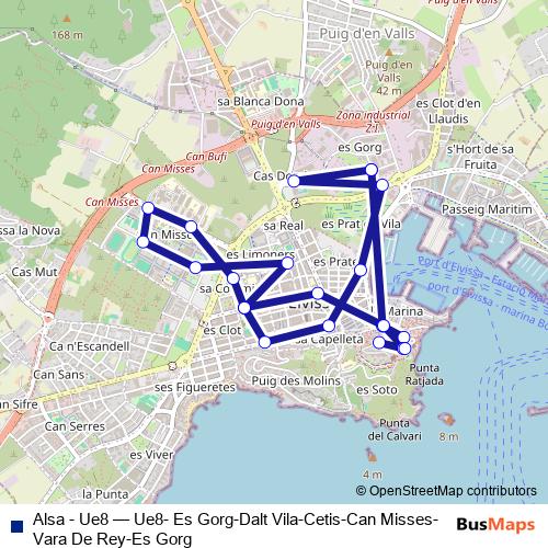 Alsa - Ue8 bus Line Map