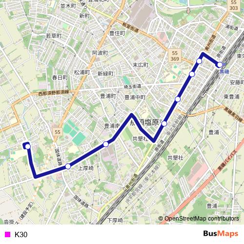 K30 bus Line Map