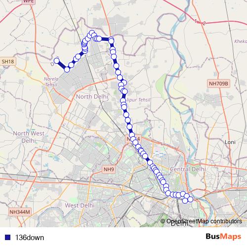 136down bus Line Map
